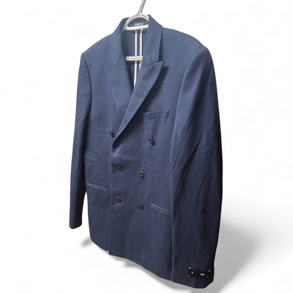 Express Men's Suit Over Coat/Jacket Blazer Double-Breasted Dark Blue Slim Sz S/P - Picture 12 of 14